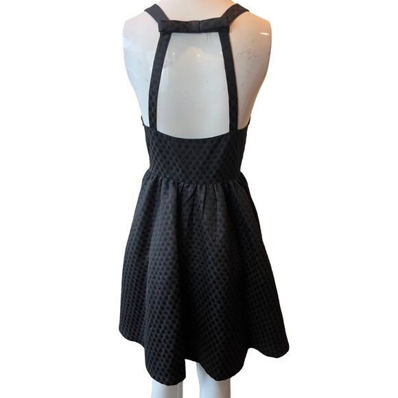 Soprano Women Fit & Flare Dress Black Dot Open Bow Back Side Zip Tule Size Small - Picture 2 of 7